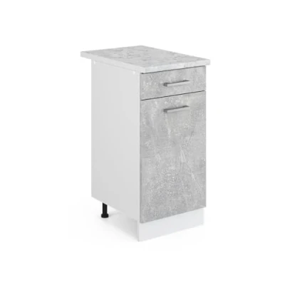 Immagine di Vicco mobiletto base per cucina R line, Calcestruzzo/Bianco, 40 cm, PL Marmo
