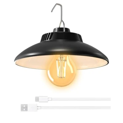 Immagine di BrightArk lampada da campeggio ricaricabile, a LED con batteria 2600 mAh, IPX4, impermeabile, luce campeggio, 2 modalità di luce, appendere per