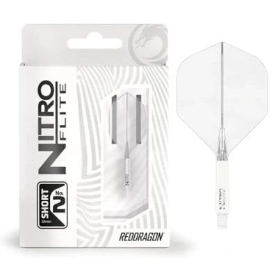 Immagine di RED DRAGON Freccette Nitro Flite Integrated Flight &amp; Shaft System N. 2 Forma e design Bianco Colore trasparente, lunghezza corta