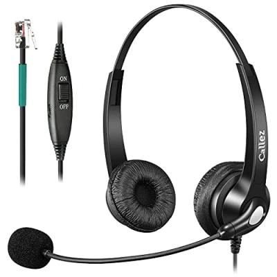 Immagine di Cuffie Telefono Fisso RJ9 con Microfono a Cancellazione del Rumore, Auricolare Telefonica per Fanvil X1 X4 X7C Polycom VVX411 VVX500 Gigaset DA310 DA710 Unify Siemens Openstage 15 Call Center Ufficio