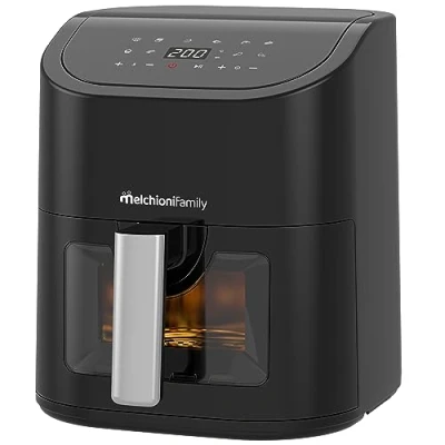 Immagine di Melchioni Family Friggitrice ad Aria MARIANNA, Capacità 5,2 litri, con Finestra Trasparente e Display Digitale, Air Fryer Senza Olio 9 Programmi, 50 200, Colore Nero