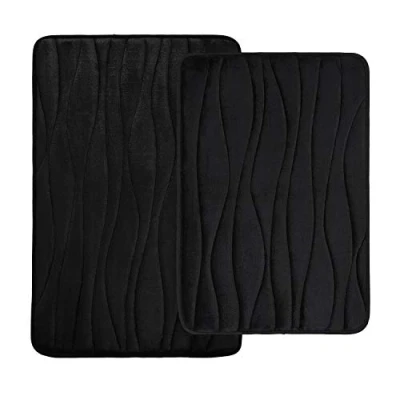 Immagine di Homaxy set di 2 tappetini da bagno in memory foam, assorbenti, antiscivolo, lavabile, pezzi (40 x 60 cm + 50 76 cm, nero)