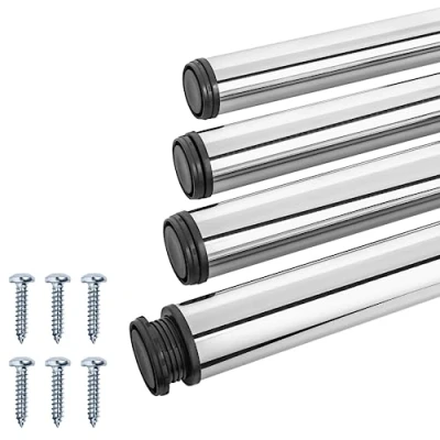 Immagine di Gedotec gambe da tavolo in metallo cromato lucido, Eco D 60 mm, estremamente stabili, 4 piedini tavolo, altezza regolabile 710 mm + 30 con materiale di fissaggio,