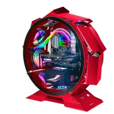 Immagine di Mars Gaming MCORB Rosso, Case PC Micro ATX XL, Design Circolare Custom, Doppio Vetro Temperato