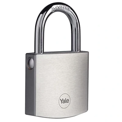 Immagine di Yale Lucchetto in ottone di alta sicurezza con finitura cromata Y120B/50/127/1 corpo 50mm, arco acciaio indurito al Boro, 3 chiavi