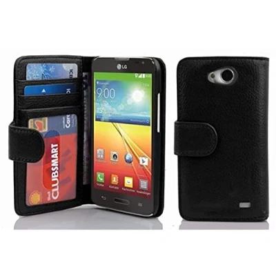 Immagine di Cadorabo Custodia Libro per LG L70 in NERO PROFONDO con 3 Vani di Carte e Chiusura Magnetica Portafoglio Cover Case Wallet Book Etui Protezione