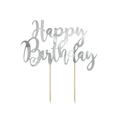 Immagine di Cake Topper Buon Compleanno Argento