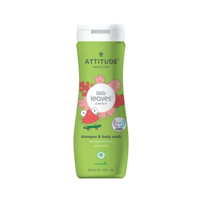 Immagine di ATTITUDE Little Leaves Shampoo e gel doccia per bambini 2 in 1 anguria cocco (473 ml) biodegradabile &amp; vegano