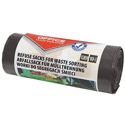 Immagine di Office Products 22025232 18 Sacchi per la spazzatura da 120 l, 10 pezzi, con ruote, separazione di rifiuti biologici, resistenti agli strappi (LDPE), colore: marrone