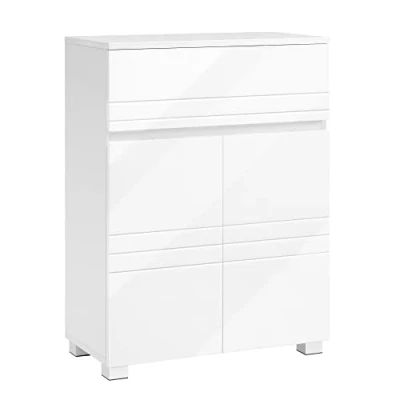 Immagine di VASAGLE Armadietto da Bagno, Mobile Bagno con Cassetto e Doppia Anta, Ripiano Regolabile, Mobiletto Multiuso per Corridoio Ingresso, 60 x 30 80 cm, Bianco BBK140W01