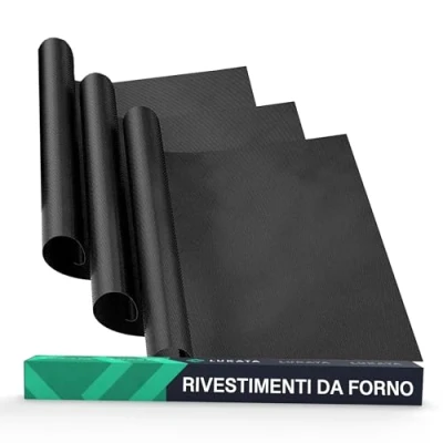 Immagine di Lukata Grandi Rivestimenti da Forno Resistenti (Confezione 3) in Teflon per il Fondo del Forni a Gas Tappetini Riutilizzabili Antiaderenti