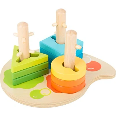 Immagine di Small Foot colori in legno, gioco ad incastro con tre diverse forme geometriche. Allena le abilità motorie giocattoli, Multicolore, small, 11190