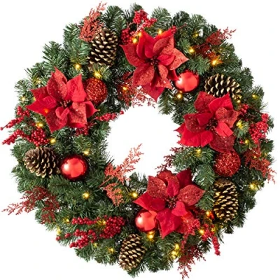 Immagine di WeRChristmas Ghirlanda decorativa con 50 luci LED e funzione timer, multicolore, 75 cm