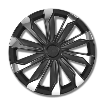 Immagine di PETEX Copricerchi da 16 pollici, 4 pezzi, per auto, Typhoon, plastica ABS, colore nero/argento