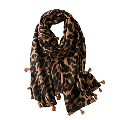 Immagine di KRUIHAN Sciarpa da Donna con Nappe Morbide alla Moda,Sciarpa Leopardata Donna,Sciall Donna,Accessori Maculati Donna,Foulard Marrone Donna(Stile B/Marrone)