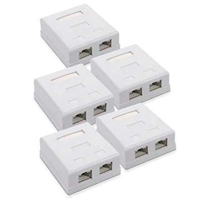 Immagine di kwmobile Presa da Muro per Connettore Cat6 A Scatola Connessione di Rete 2x Porta Cavo Patch Ethernet RJ45 10 Gbit LAN Kit Montaggio Bianco