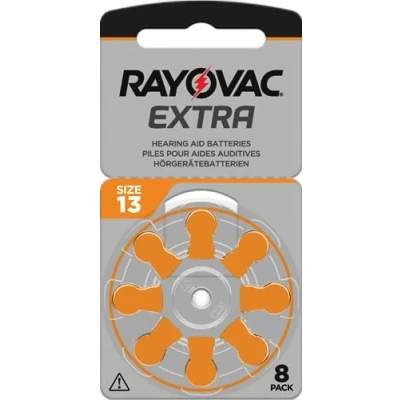 Immagine di RAYOVAC 80 batterie extra per apparecchi acustici, tipo 13, PR48, codice colore arancione, 1,45 Volt, pezzi (10 x 8 batterie)