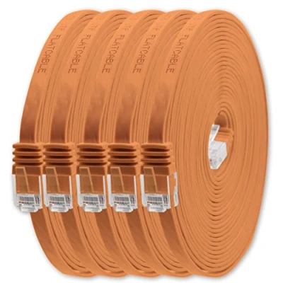 Immagine di 1m arancione 5 pezzi Cavo di Rete Ethernet Cat6 Piatto Lan Gigabit RJ45 Cat 6 compatibile Cat5 Cat5e Cat7 Cat8
