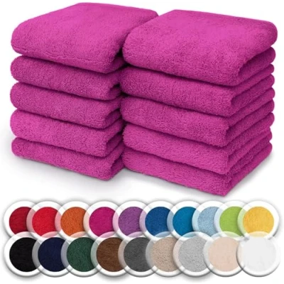 Immagine di NatureMark Confezione da 10 salviette in spugna, 100% cotone, 30 x cm, asciugamani per il viso, Rosa