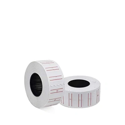 Immagine di VIRSUS etichette rotoli per prezzatrice colore bianco con linee rosse 21x12 50 da 1000 50000