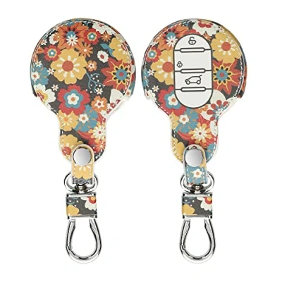 Immagine di kwmobile Coprichiave Compatibile con Mini 3 tasti Smart Key Cover Chiave Guscio Protettivo Copri Telecomando Auto Similpelle Fiore Vintage