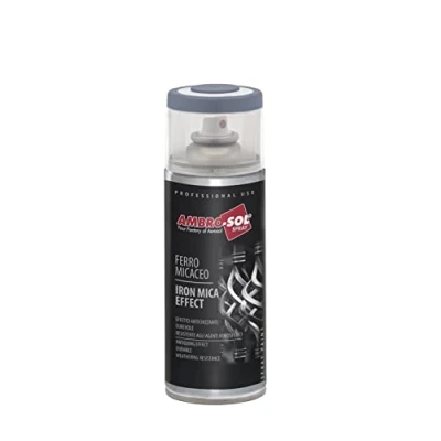 Immagine di Ambro Sol V400MIC1 Smalto / Vernice Effetto Ferro Micaceo, Ideale per Verniciare Interni, Esterni e Complementi d’Arredi, Bomboletta Spray in Banda Stagnata Riciclabile 400 ml, Antico