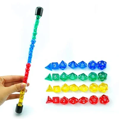 Immagine di Bescon 28pcs Colorful Translucent Mini Polyhedral Dice Set in Tube, Dungeons and Dragons RPG 4X7pcs,Mini Gem