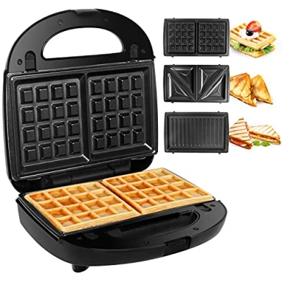 Immagine di Gotoll Tostiera,Tostapane/Waffles Piastra 750W, Sandwich Maker 3 in 1 Piastre Antiaderent