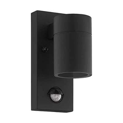 Immagine di Eglo Led lampada da parete per esterni Riga 5, esterno con rilevatore di movimento, sensore crepuscolare, acciaio galvanizzato in nero, vetro chiaro, bianco caldo, GU10, IP44