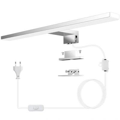 Immagine di Azhien LED Lampada da Specchio10W,820lm a Specchio Parete 4000k Bianco Neutro con Spina,Montaggio 3 in 1,Lampada Bagno IP44 40 cm per Mobile Specchio,230 V,40mm