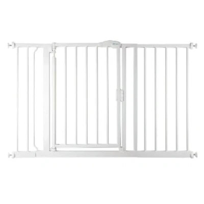 Immagine di Safetots Cancelletto per Scale a Chiusura Automatica Pressione, 125.4 cm 132.4 cm, Bianco, Bambini, Barriera di Sicurezza Bambini