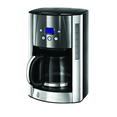 Immagine di Russell Hobbs Macchina Caffè Americano Grigio Timer Digitale, Con Filtro per Estrazione e Aroma Ottimali Max 12 tazze; Caraffa in Vetro da 1.5 L; Piastra riscaldante; 1000 W, Luna 23241 56