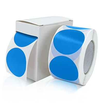 Immagine di Adesivi rotondi, 38 mm, blu, autoadesivi, piccoli punti adesivi, etichette per codificare i colori, rimovibili, resistenti alle intemperie, con scatola dispenser, 500 pezzi
