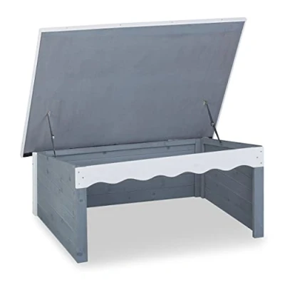 Immagine di Relaxdays Garage per Tagliaerba, Universale, in Legno, Tetto Apribile, Spiovente, Catramato, HLP 46 x 108 82cm, Grigio