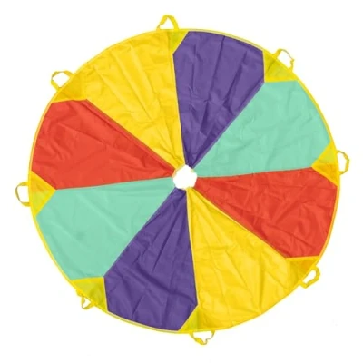 Immagine di THE TWIDDLERS Paracadute Arcobaleno con 8 Maniglie per Gruppi di Bambini (1,80m) Gioco Interni/Esterni Ginnastica, Lezioni Sport E Feste Compleanno