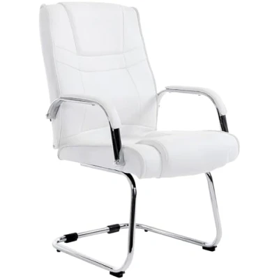 Immagine di CLP Sedia Cantilever XXL Attila In Similpelle I Studio Con Imbottitura E Braccioli Ufficio Conferenza, Colore:bianco