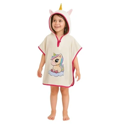 Immagine di LAYNENBURG Asciugamano da bagno bambini cappuccio 100% cotone OEKO TEX bambino Ragazzi Ragazze telo mare poncho spugna 1 3 anni/Unicorno