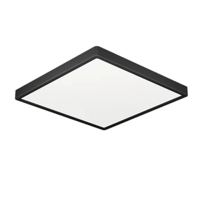 Immagine di Eglo Fueva 6 Plafoniera a LED, quadrata, per bagno, lampada da soffitto in plastica di colore bianco e nero, luce bianca calda fredda, IP44, 22 x cm