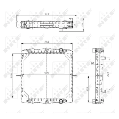 Immagine di NRF 519569 Radiatore motore Alluminio 588 525 56 con telaio Alette di raffreddamento saldate