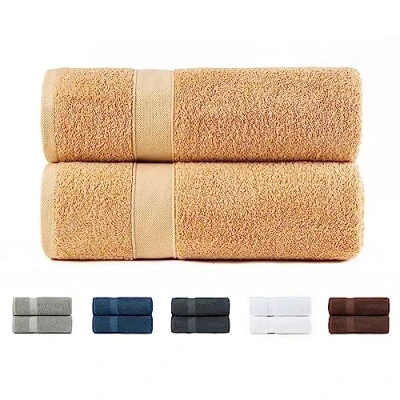 Immagine di Todocama Set di 2 asciugamani da bagno grandi, 100% cotone 550 g/m², extra morbidi, altamente assorbenti e ad asciugatura rapida, 70 x 140 cm, colore beige