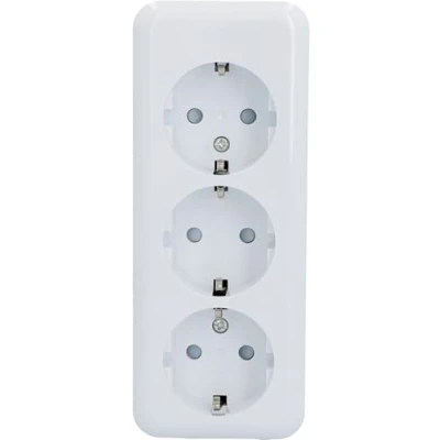 Immagine di Unitec 42015L Presa da parete, 3 prese, singola, standard, colore: bianco