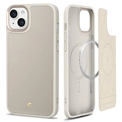 Immagine di CYRILL di Spigen Kajuk Mag [Ricarica Magnetica] Cover Compatibile con iPhone 14 6.1&quot; (2022) Custodia TPU Bumper Protettiva Antiurto in Pelle PU Premium Nero