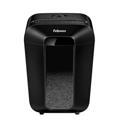 Immagine di Fellowes distruggi documenti a frammento LX70, 11 fogli, per casa e piccolo ufficio, uso personale, cestino da 18 litri, distruggidocumenti con blocco di sicurezza, nero