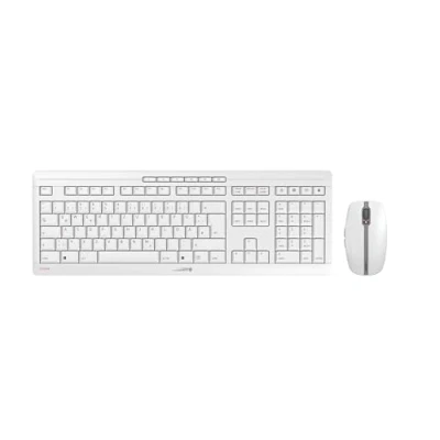 Immagine di CHERRY STREAM DESKTOP RECHARGE, Set di Tastiera e Mouse Senza Fili, Layout per la Germania (QWERTZ), Wireless 2,4 GHz, Battitura Silenziosa dei Tasti, Ricaricabile, Bianco Grigio
