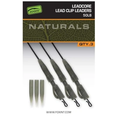 Immagine di Fox Naturals Leadcore PG Lead Clip Leaders 75cm (50lb) (3 pezzi) Terminali carpfishing