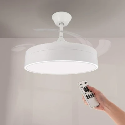 Immagine di M Ledme Ventilatore da soffitto con luce a LED Messe 72W Bianco, Telecomando e controllo dall&#039;app, Basso consumo energetico, motore DC, 6 velocità, Silenzioso
