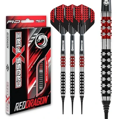 Immagine di RED DRAGON Crossfire Set di Freccette in tungsteno Softip Premium da 18 Grammi con Alette e steli