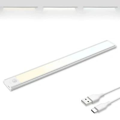 Immagine di Brendz Luce Armadio LED con Sensore di Movimento, 40 cm, 3 Temperature Colore, Dimmerabile, Magnetica Ricaricabile Led, Notturna, Lampada per Armadio, Argento