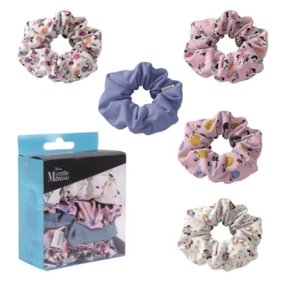 Immagine di Scrunchies Disney, Minnie, Principesse, Frozen II, Lilo &amp; Stitch, Carica dei 101, Aristogatti, Elastici per Capelli in Tela, codini, 3 pezzi, multicolor (Minnie (5 rosa))