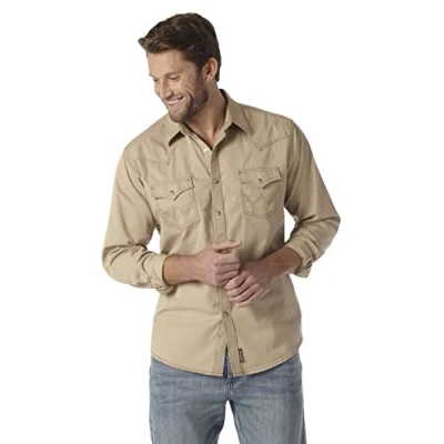 Immagine di Wrangler MVR502T Camicia Button Down, Marrone Chiaro, 3X Alto Uomo